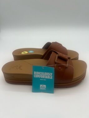 Reef Chocolate Brown Platform Slide - Horizon Hi Slide sz9